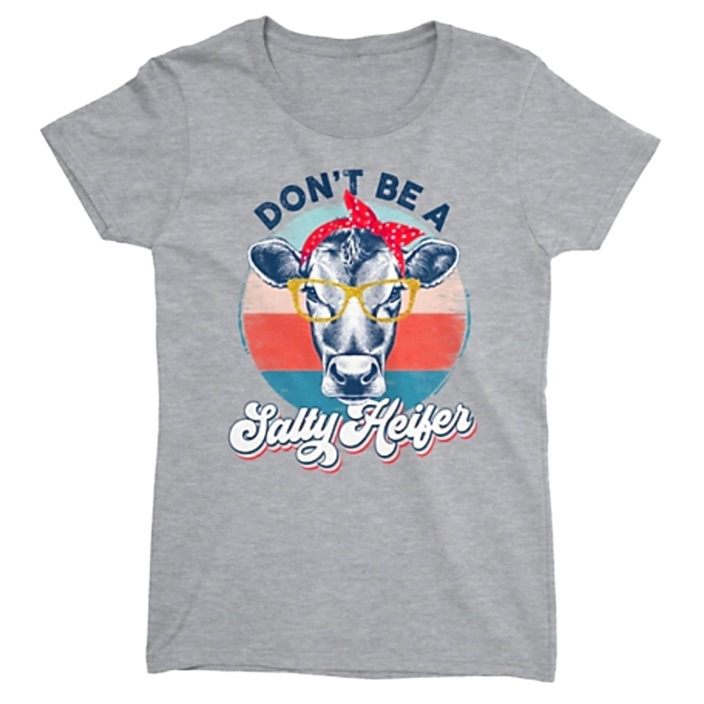 Women's Short-Sleeve Retro Dont be a Salty Heifer T-Shirt Size 2XL